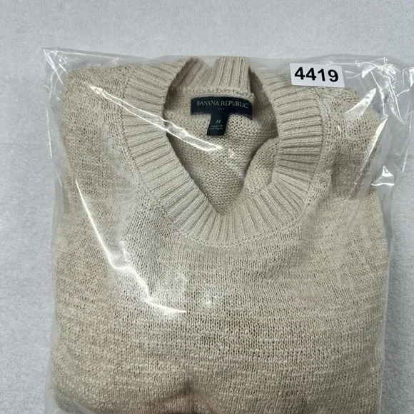 Banana Republic Slouchy Sweater Tee Women M Ivory Cream Cotton Blend Casual - Picture 9 of 9